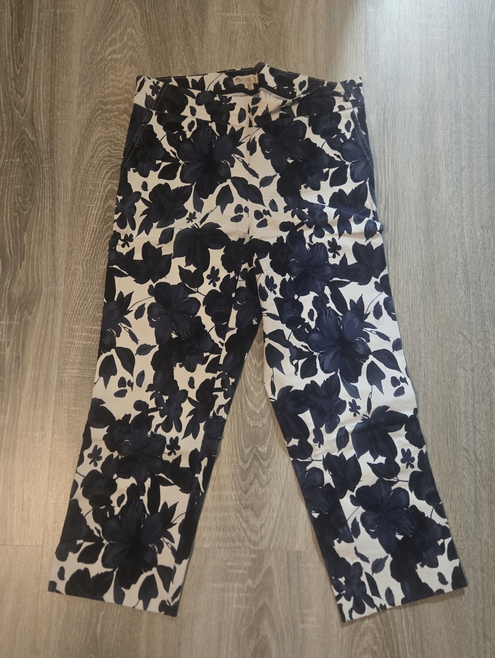 Women's Navy Floral Capris - Tailored Summer Crop Pants